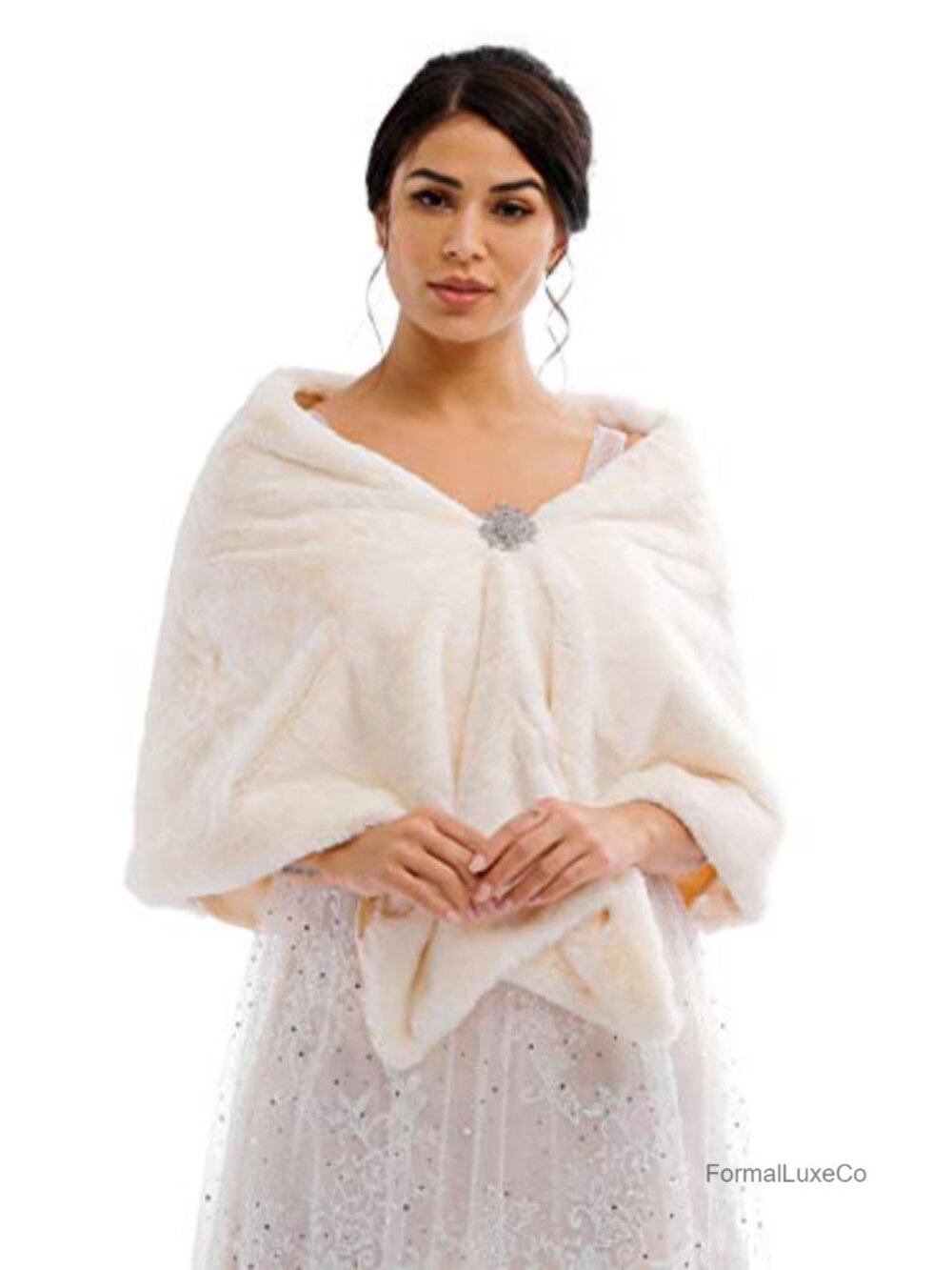 Faux Fur Bridal Shawl Wrap Wedding Cover Up